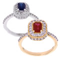 14k Gold Pave Diamond & Gemstone Ring