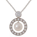 Sterling Silver Cultured Freshwater Pearl Circle Pendant