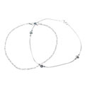Sterling Silver Swirl and Bead Anklet Set