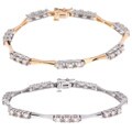 14kt White or Yellow Gold 3-ct Diamond Three-stone Tennis Bracelet