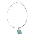 Sterling Silver Turquoise Pendant w/Omega Chain