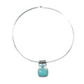 Sterling Silver Turquoise Pendant w/ Omega Chain