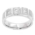 14k White Gold 1/3ct Diamond Three-stone Men's Ring