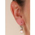 14k White Gold Cultured Pearl Diamond Earrings
