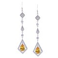 Sterling Silver and Yellow CZ Drop Earrings