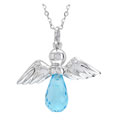 14k White Gold Briolette Topaz Angel Pendant
