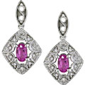 14-kt. White Gold 1/10-ct Diamond Pink Sapphire Earrings