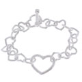Sterling Silver Heart Link Toggle Bracelet