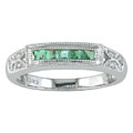 14-KW Gold Diamond and Emerald Ring (.02 TDW)