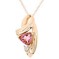14k Yellow Gold Diamond Pink Tourmaline Pendant
