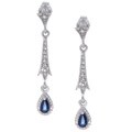 14k White Gold Sapphire 1/10ct Diamond Earrings