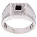 Men's 14k White Gold Black Onyx 1/8ct Diamond Ring