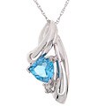 14k White Gold Blue Topaz Diamond Pendant