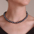 14k Gold Cultured Freshwater Black Pearl Necklace (9-10 mm/ 16 in)