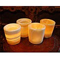 Set of 4 Alabaster Flower Pot Votive (Egypt)