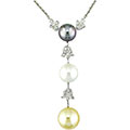 18k Gold 1/2ct TDW Diamond Cultured Pearl Necklace (11-12.5 mm)