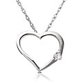 14k White Gold Diamond Heart Necklace