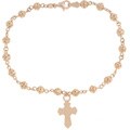 14k Yellow Gold Rosary Bracelet with Cross