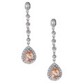 Sterling Silver Pear Shape Teardrop Champagne CZ Drop Earrings