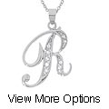 Sterling Silver CZ Script Initial Pendant