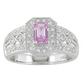 14k White Gold 1/6ct Diamond & Pink Sapphire Ring