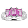 14k White Gold .03-ct. Diamond and Pink Topaz Ring