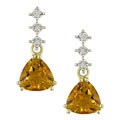 14k Gold Diamond and Citrine Earrings
