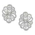 14k White Gold 1-3/4ct Diamond Flower Earrings
