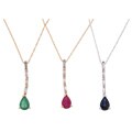 14k Pear Shape Gemstone and Diamond Pendant