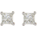 Platinum 1/2ct TDW Princess Diamond Stud Earrings (H-I,SI)