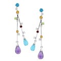 14k Gold 1/10ct Diamond and Gemstone Briolette Earrings