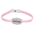 Silver and Pink Leather Princess Baby Bracelet