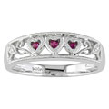 10k White Gold Ruby Heart and Diamond Accent Ring