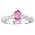 14k White Gold .05ct Diamond and Pink Sapphire Ring