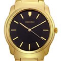 Seiko Men's Black Dial Goldtone Stainless Steel Watch