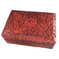 Handcarved Wooden Box with Garnet Centerpiece (India)