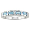 14k White Gold .04ct Diamond and Blue Topaz Ring