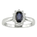 14k White Gold 1/6ct Diamond and Sapphire Ring