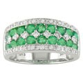 14k White Gold 1/5ctw Diamond and Emerald Ring