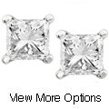 14k Gold 3/4ct TDW Princess Diamond Stud Earrings (H-I/ I1-I2)