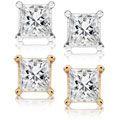 14k Gold 1ct TDW Princess Diamond Stud Earrings (I-J, I1-I2)