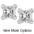 14k Gold 1/5ct TDW Princess Diamond Stud Earrings (I-J, I1-I2)