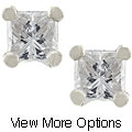 14k Gold 1/3ct TDW Diamond Princess Stud Earrings (G-H,SI1,SI2)