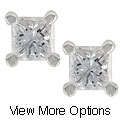 14k Gold 3/4ct TDW Princess Diamond Stud Earrings (G-H,SI1-SI2)
