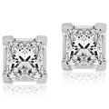 Platinum 1/2ct TDW Princess Diamond Stud Earrings (G-H, VS1-VS2)