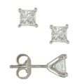 Platinum 1ct TDW Princess Diamond Stud Earring (G-H-I, SI1-SI2)