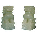 Hand-carved Jade Foo-Dog Dragons (Set of 2)