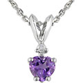 10k White Gold Diamond Amethyst Pendant
