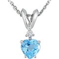 10k White Gold Diamond Blue Topaz Pendant