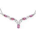 14k White Gold Diamond Pink Tourmaline Necklace